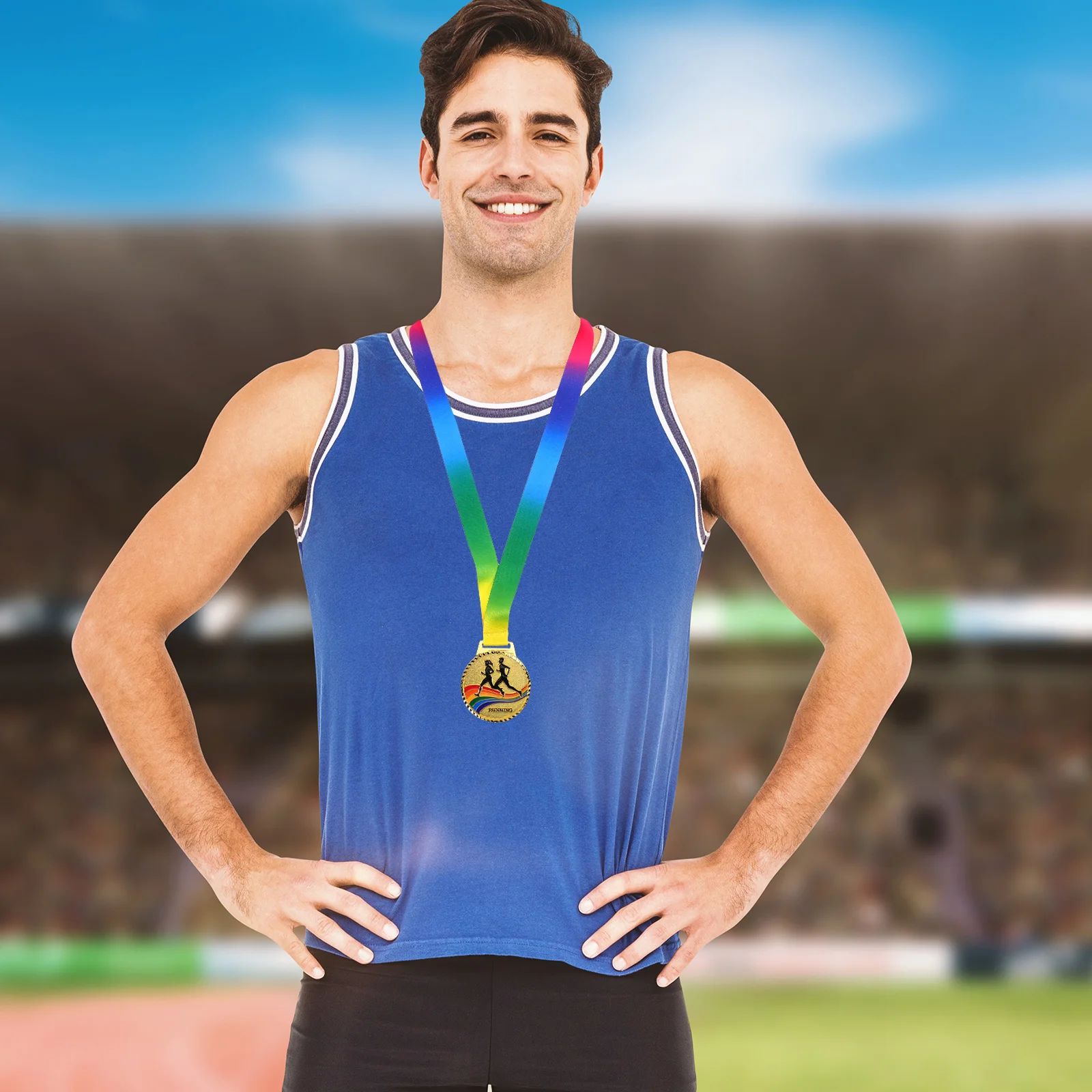 

1pc Marathon Running Medal Award Metal Golden Zinc Alloy Champions Medals Lightweight Durable Sports Prize Model Trophy