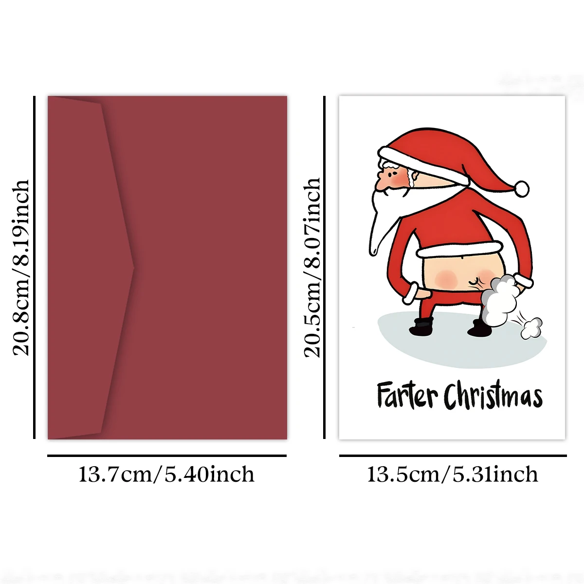 1pc Humorous Santa Christmas Card for Him Her,Farter Christmas Greeting Card for Friends Husband Wife,Funny Rude Xmas Gift Cards