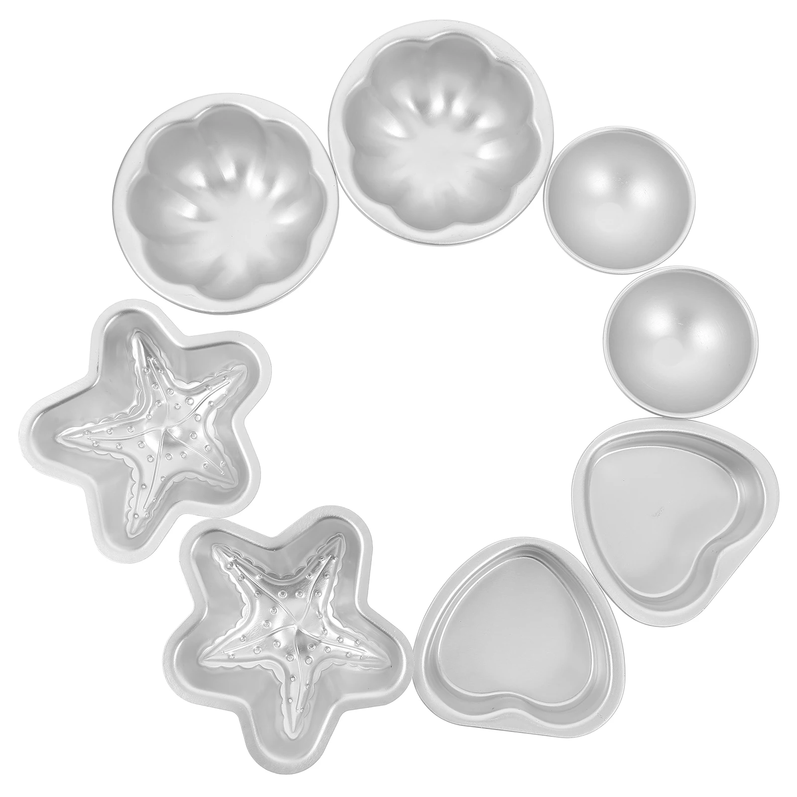 

4 Pairs Aluminum Alloy Soap Bath Salt Molds for Making Cake Ice Cream DIY Crafts Reusable Firm Handmade Silver Chocolate bath
