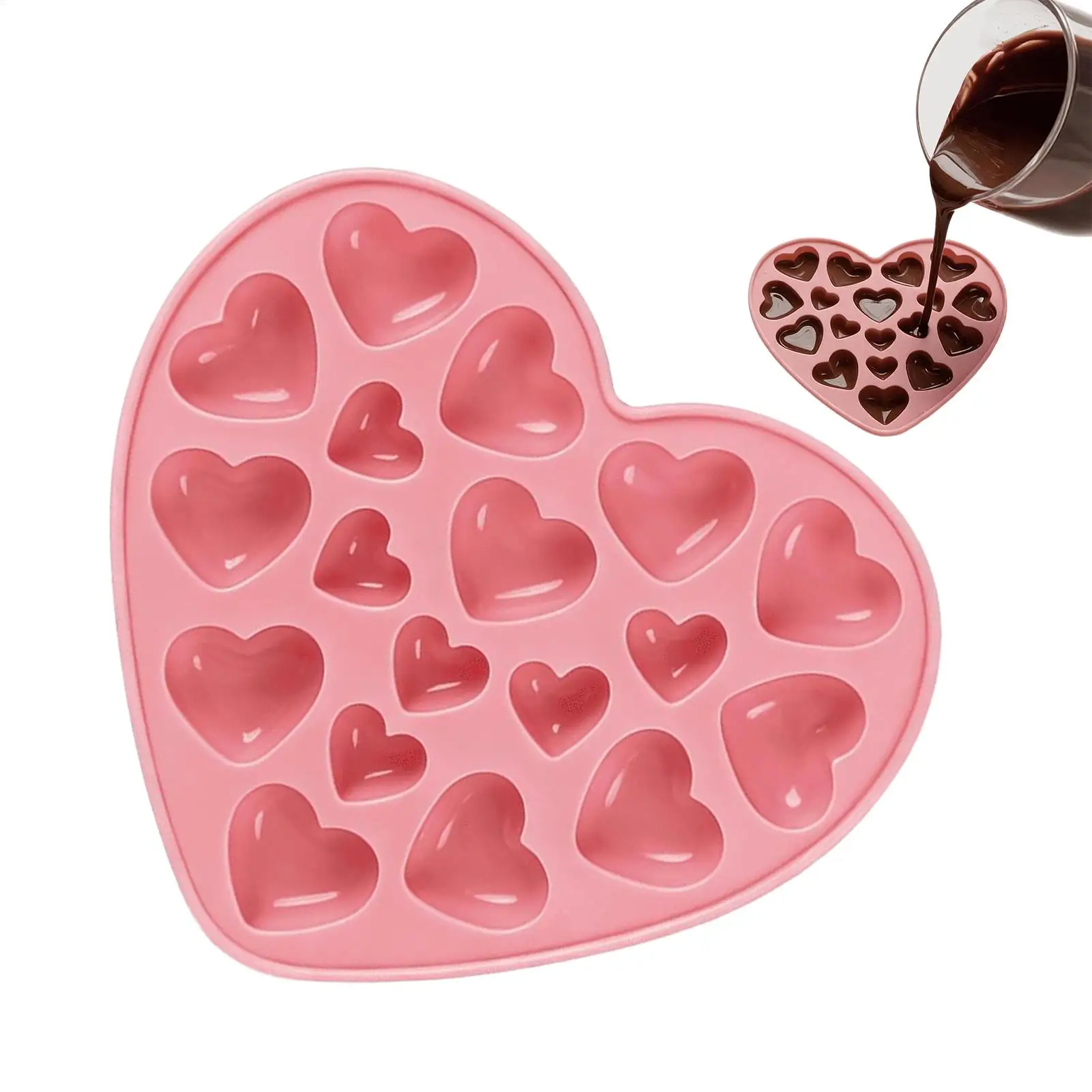 18-hole Heart-shaped Silicone Candy Mold Chocolate Mold Kitchen Ice Cubes Biscuits Pastry Manual Baking Mould Pudding Mold