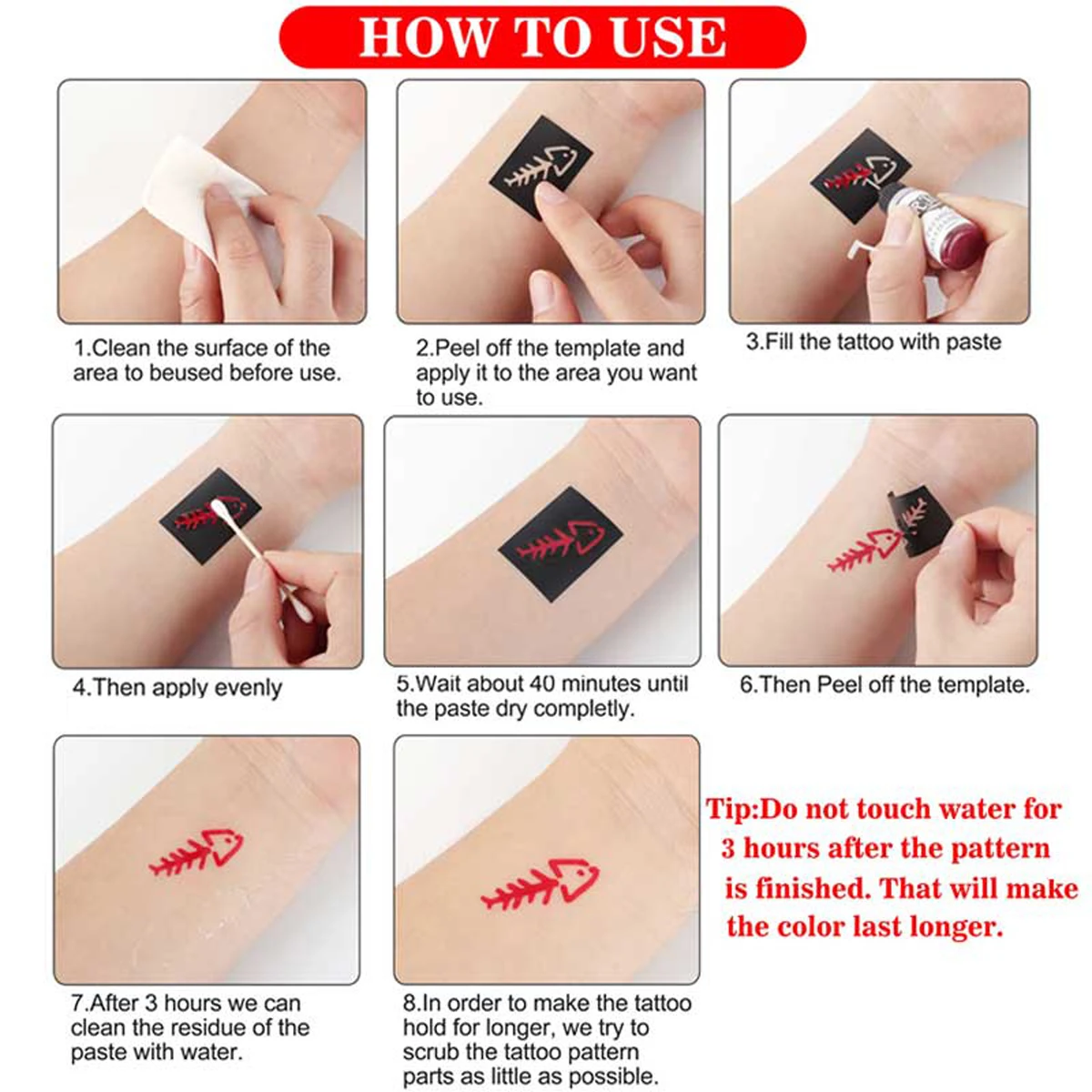 أحبار وشم مؤقتة طويلة الأمد مكونة من 8 ألوان مع 15 مجموعة استنسل، جل طلاء حر للوشم والحفلات الماكياج لجسم الوجه