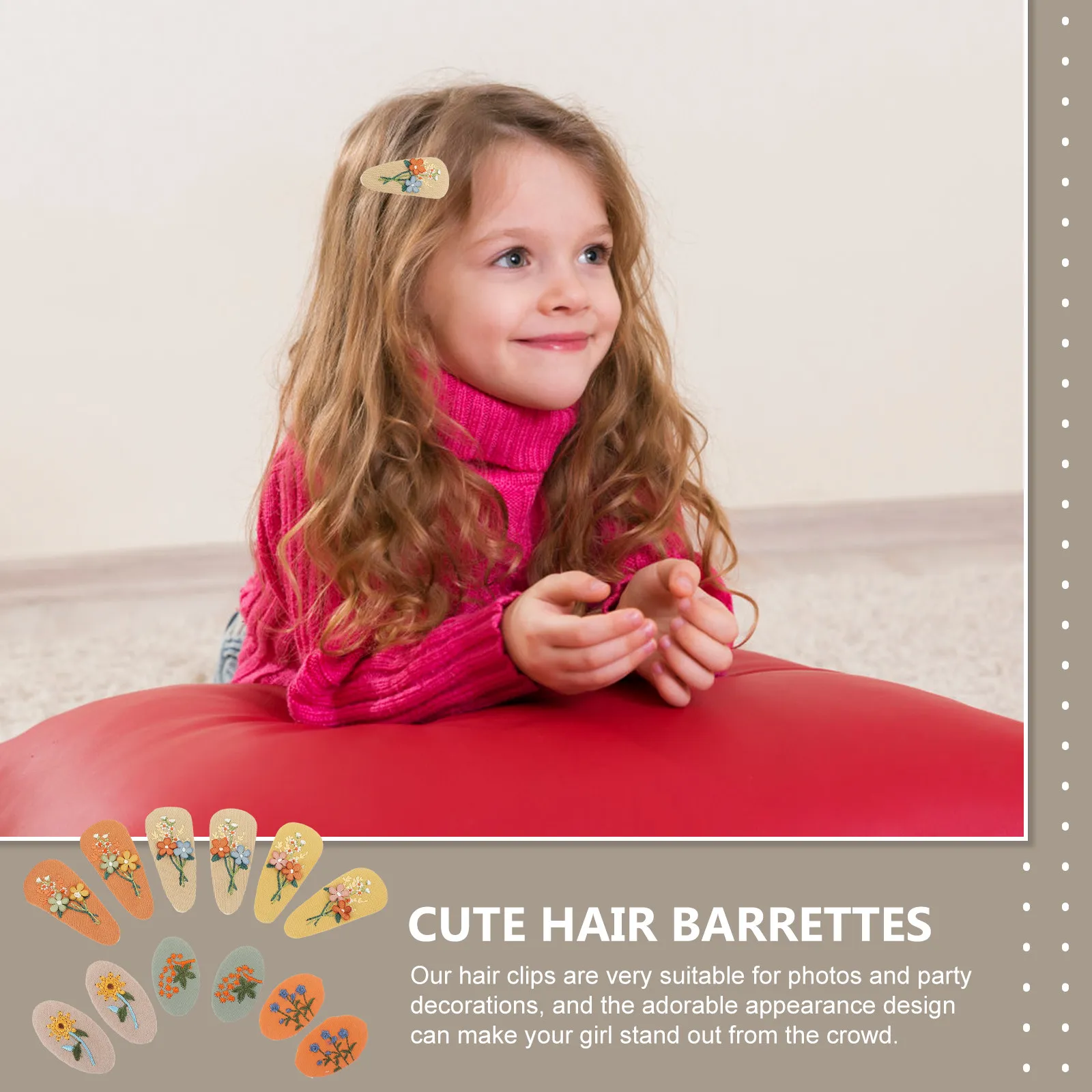 

6 пар заколок для волос с вышивкой, цветочный дизайн, детские аксессуары для волос, милые заколки-зажимы для девочек, подарок для праздничной прически