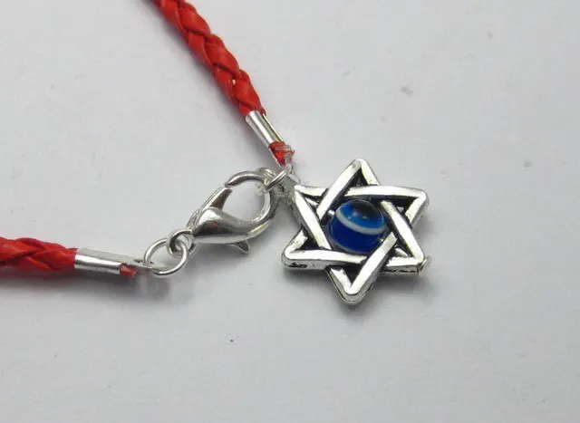 20 Mixed Kabbalah Hamsa Hand Charms Red Leatheroid Braided String Bracelets