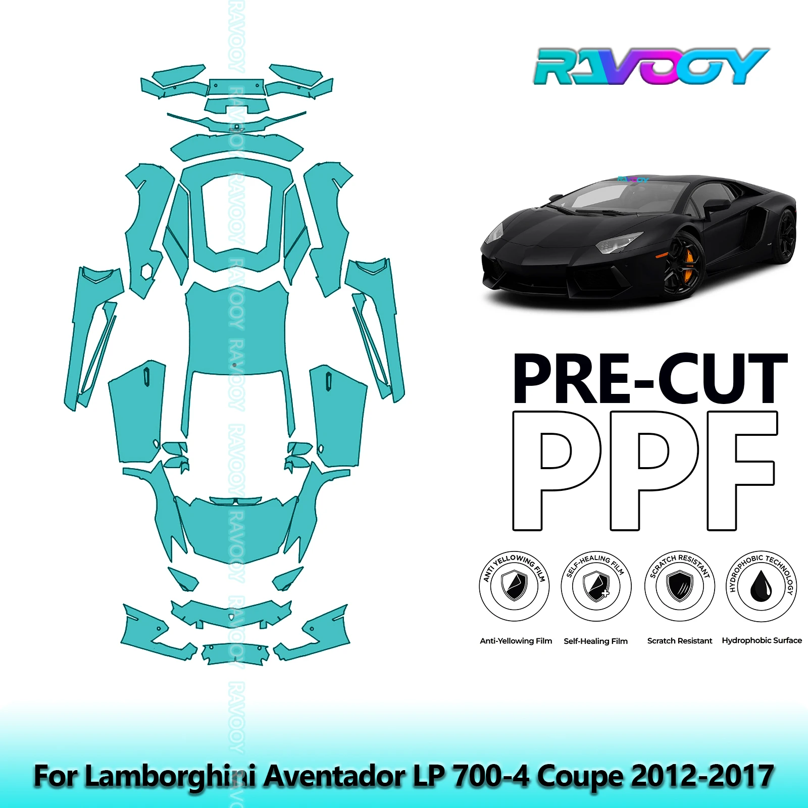 

8.5Mil Full Vehicle Precut PPF Paint Protection Film For Lamborghini Aventador LP 700-4 Coupe 2012-2017