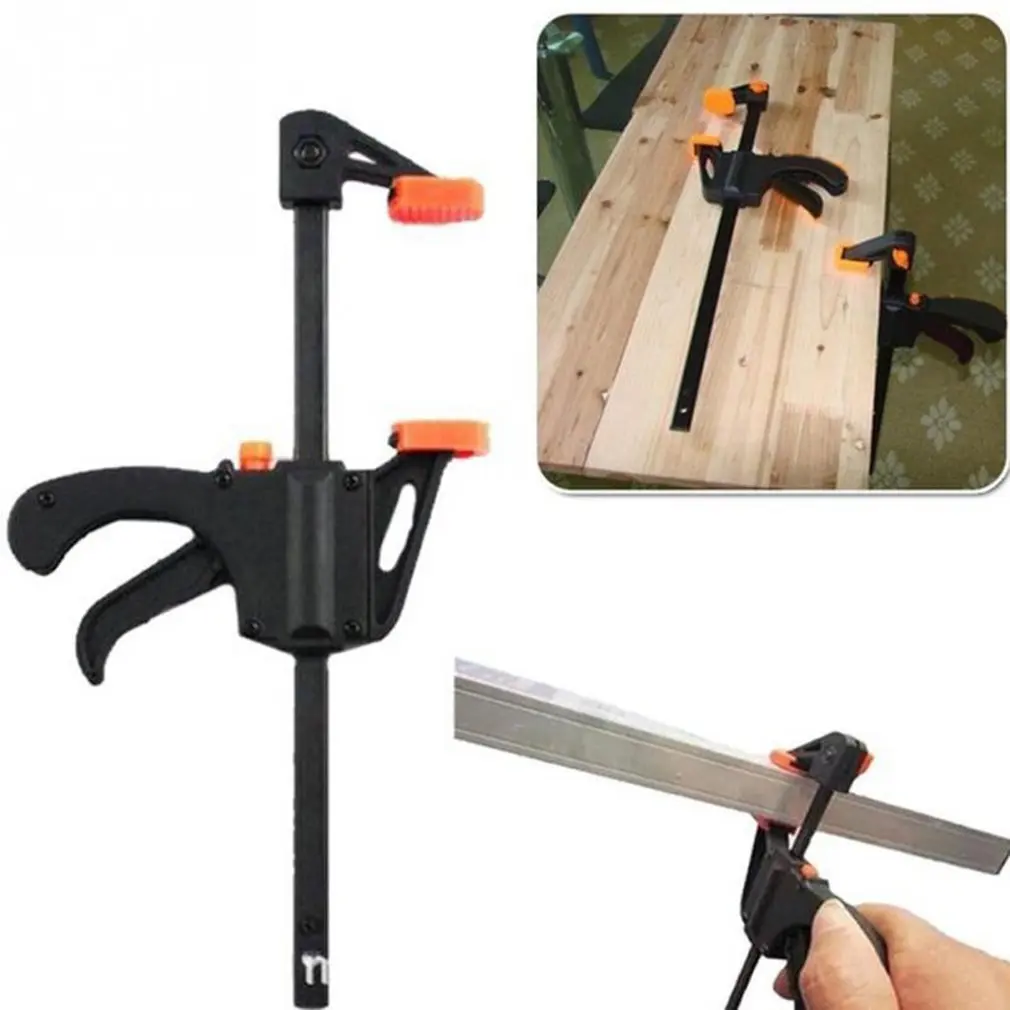 4 Inch Woodworking Work Bar F Clamp Clip Set Hard Quick Ratchet Release DIY Carpentry Hand Tool Gadget  Fixed Clamp