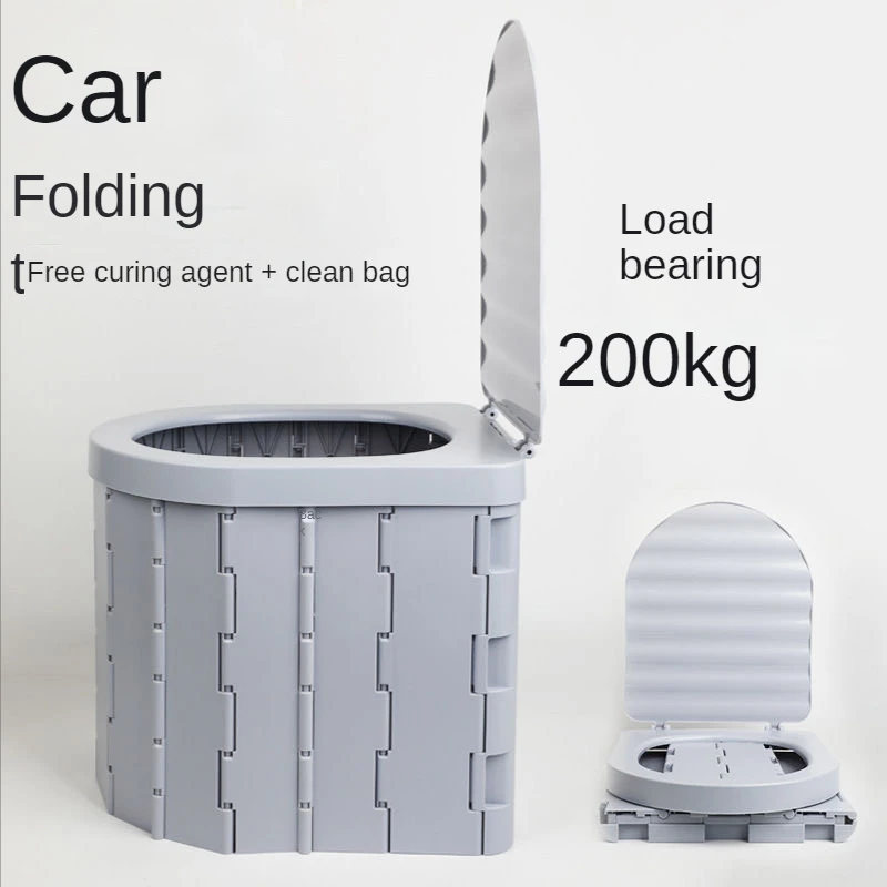 

Portable Toilet Folding Commode Porta Potty Car Camping For Travel Bucket Seat for Hiking Long Trip