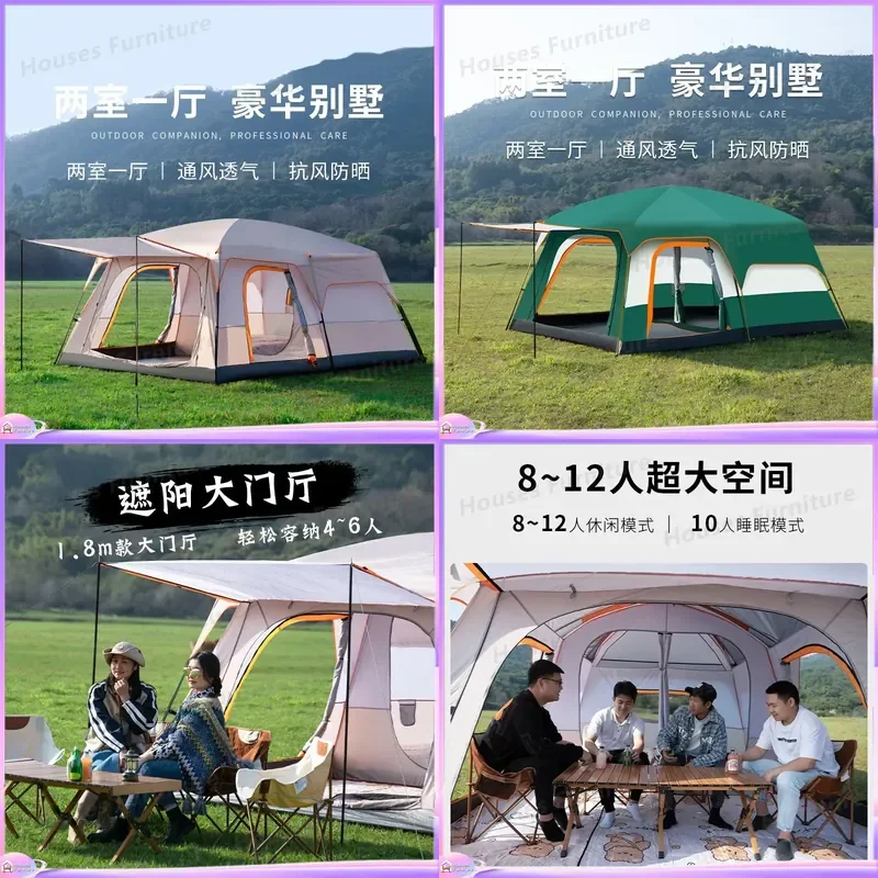 For Camping Tent 3-4 Person Outdoor Waterproof Family Large Space 5-8 People 2 Room 1 Hall 10 Person Hiking Beach Shelter