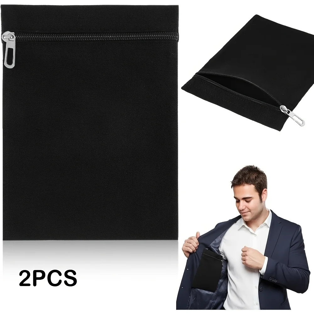 1/2pc Hand-sewn Canvas Zipper Storage Pouches,Travel Security Pockets,and Hidden Inner Pockets for Jackets,Suitable for Clothing