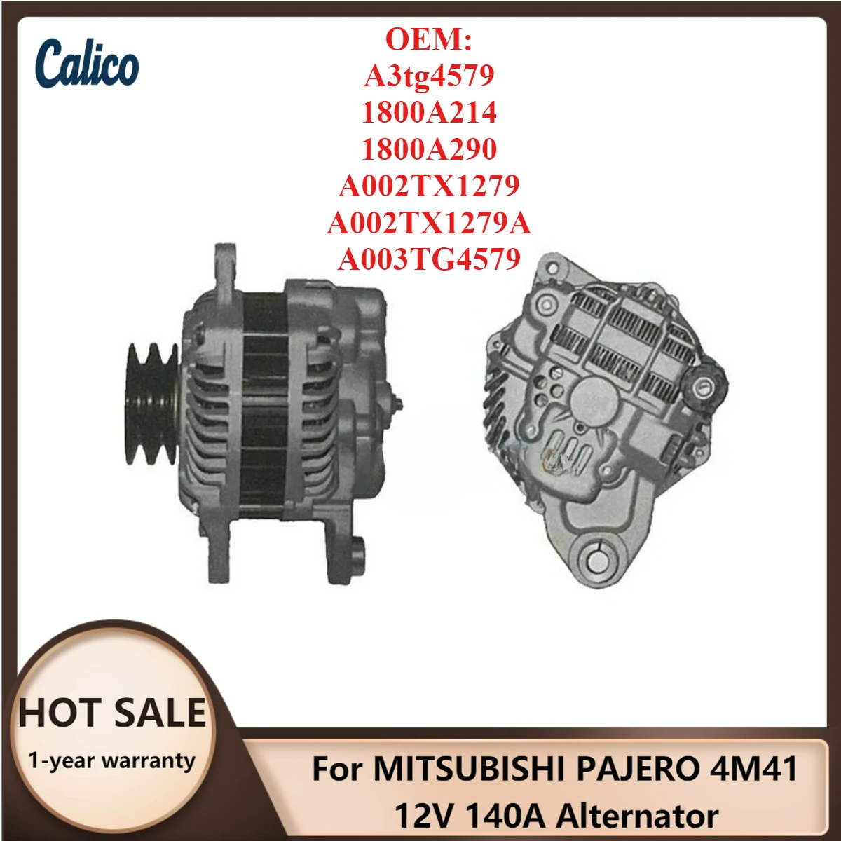 

Zero Defect Suitable for MITSUBISHI PAJERO 4M41 12V 140A Alternator A3tg4579 1800A214 1800A290 A002TX1279 A002TX1279A A003TG4579