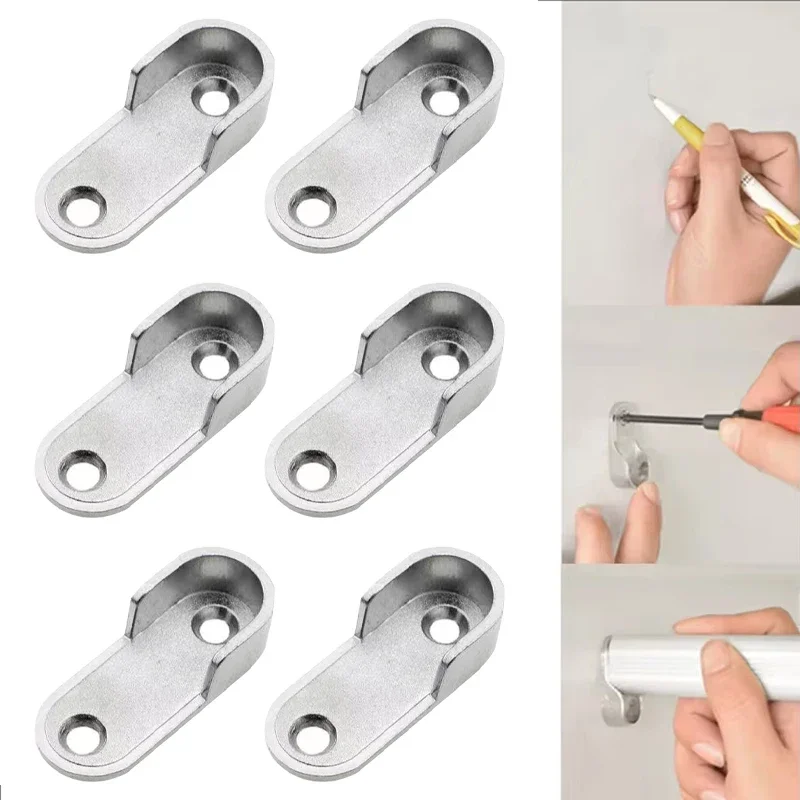 6 قطع دعامة، ملحقات أجهزة الأثاث، فتحة دعامة سكة الملابس لخزانة الملابس، تستخدم لخزائن الملابس