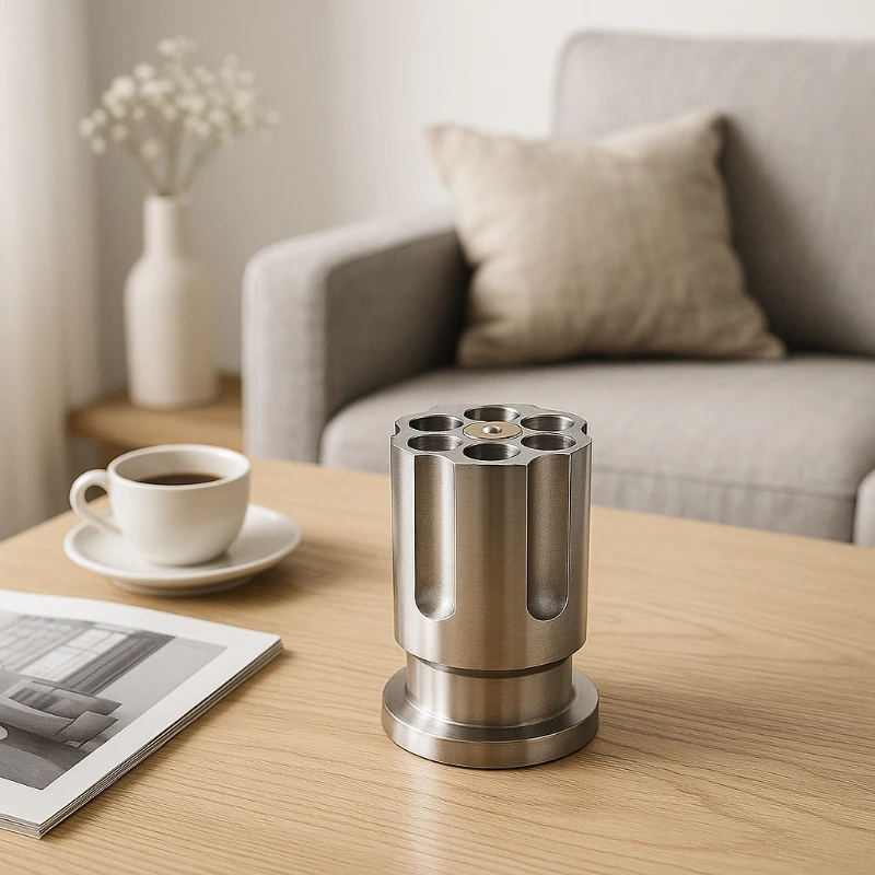 

Heavy Duty Stainless Steel Rotating Bullet Pen Holder Multifunctional Desktop Organizer Cool Modern Gift for Office Men