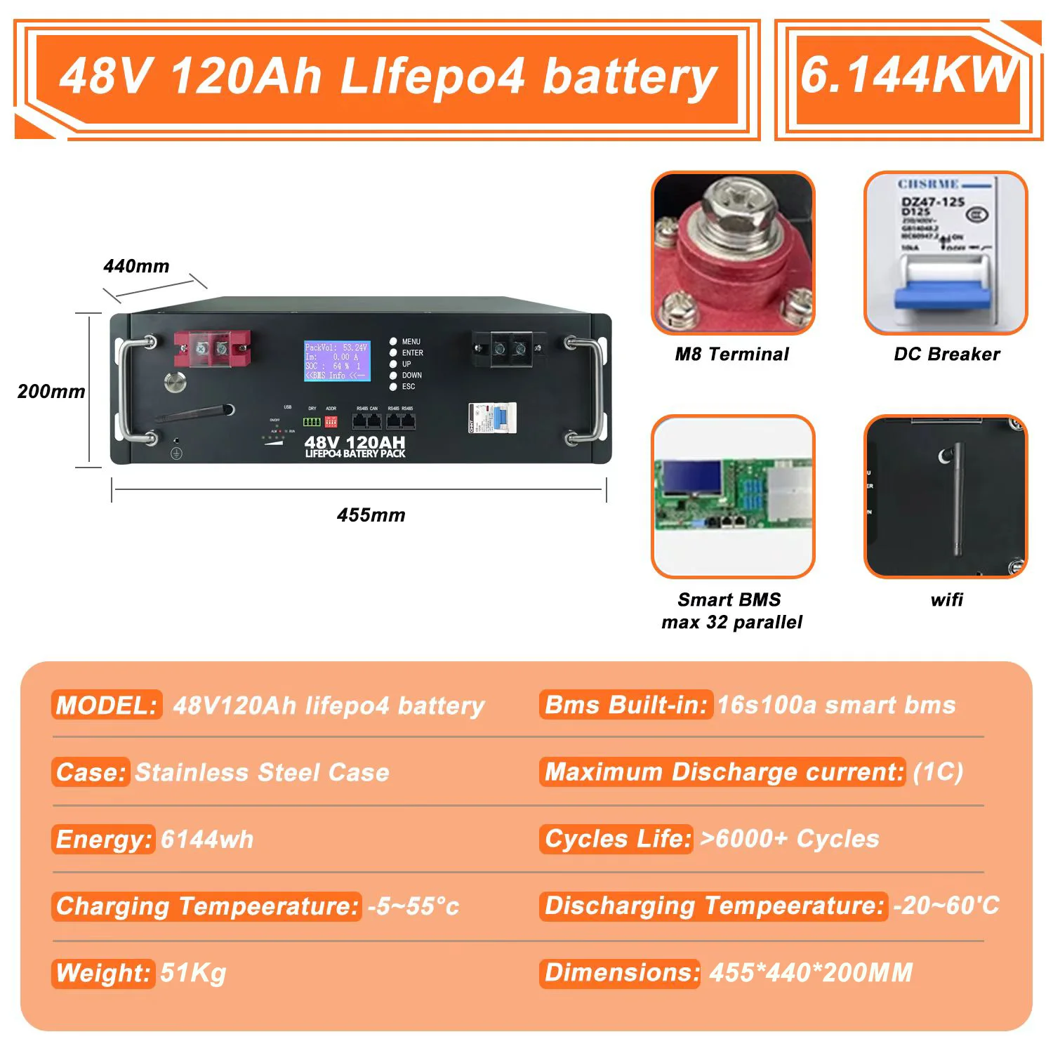 1PCS 48V 120Ah LiFePO4 Pack Linking FOR Bernd Blumenstein