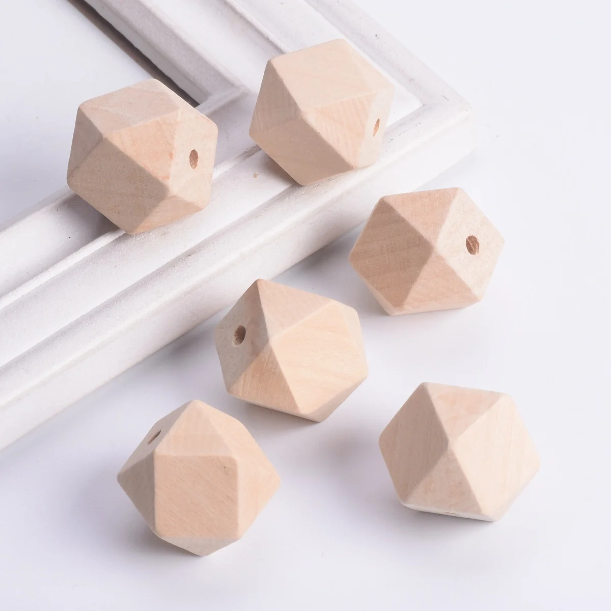 Hexagon Shape 10mm 12mm 14mm 16mm 20mm 25mm 30mm Natural Wood Loose Beads For Woodcraft DIY Craft Handcraft Jewelry Making