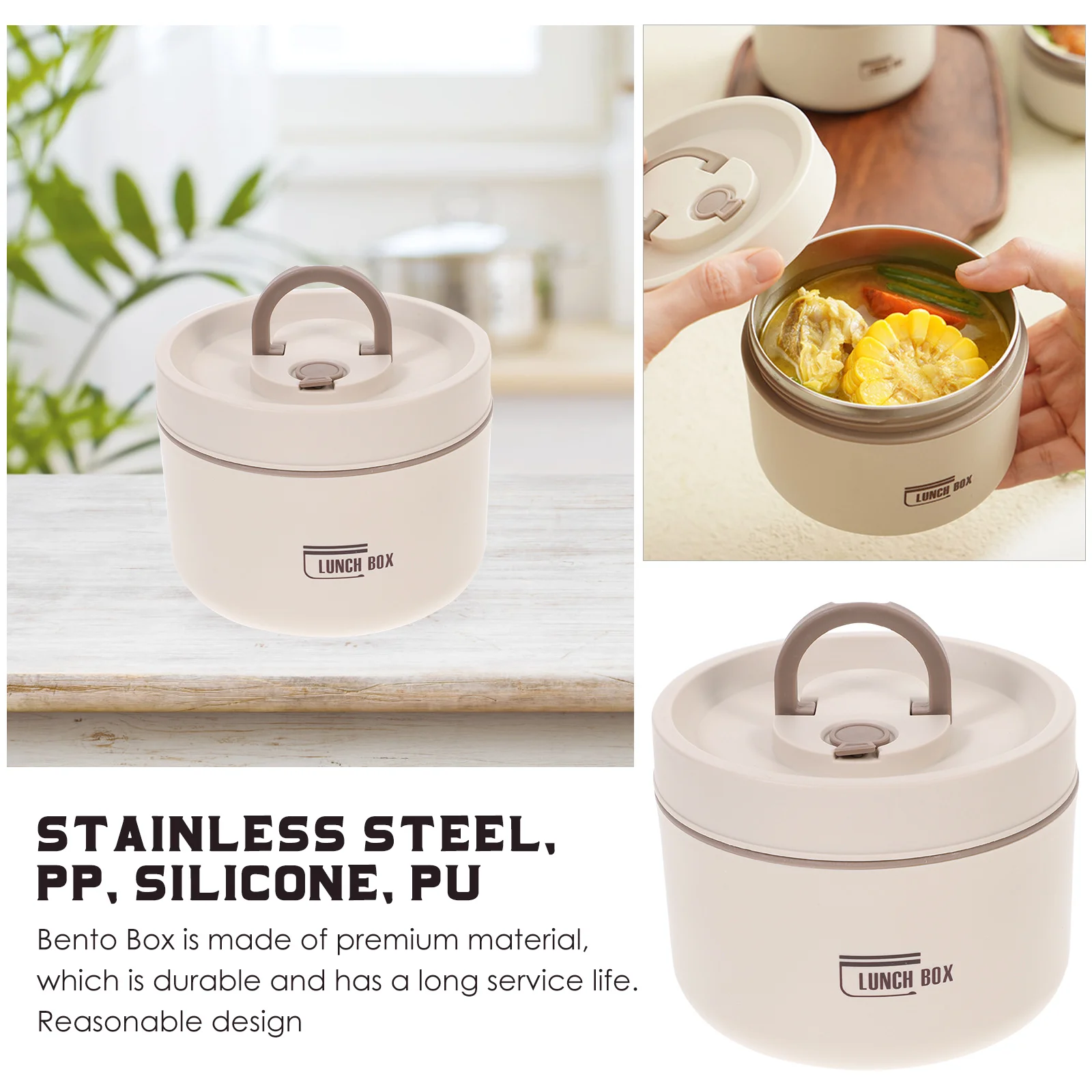 

Insulated Bento Leak Proof Lunch For Student Food Container With Handle Meal Box Household Portable Simple Design Sealing