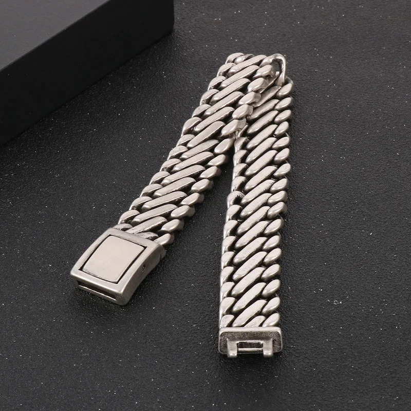 KALEN Punk Vintage Stainless Steel Braid 16mm Bracelet Round Ground Hollowed Out Men's Bracelet Jewelry Gift