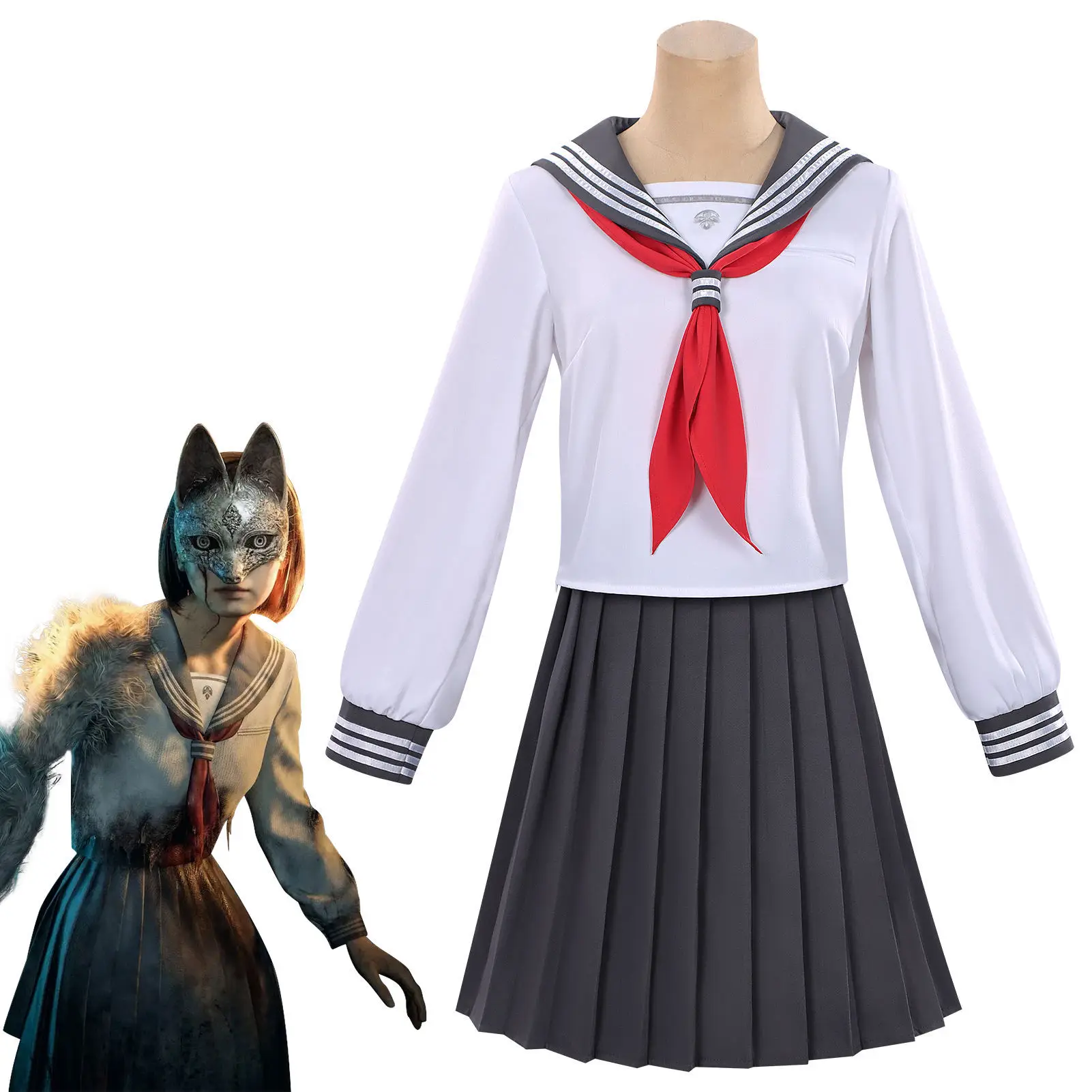 

Shimizu Hinako Silent Hill Cosplay Costume Black White Sailor Uniform Woman Game Role Play School Uniform Set Comic-con Outfits