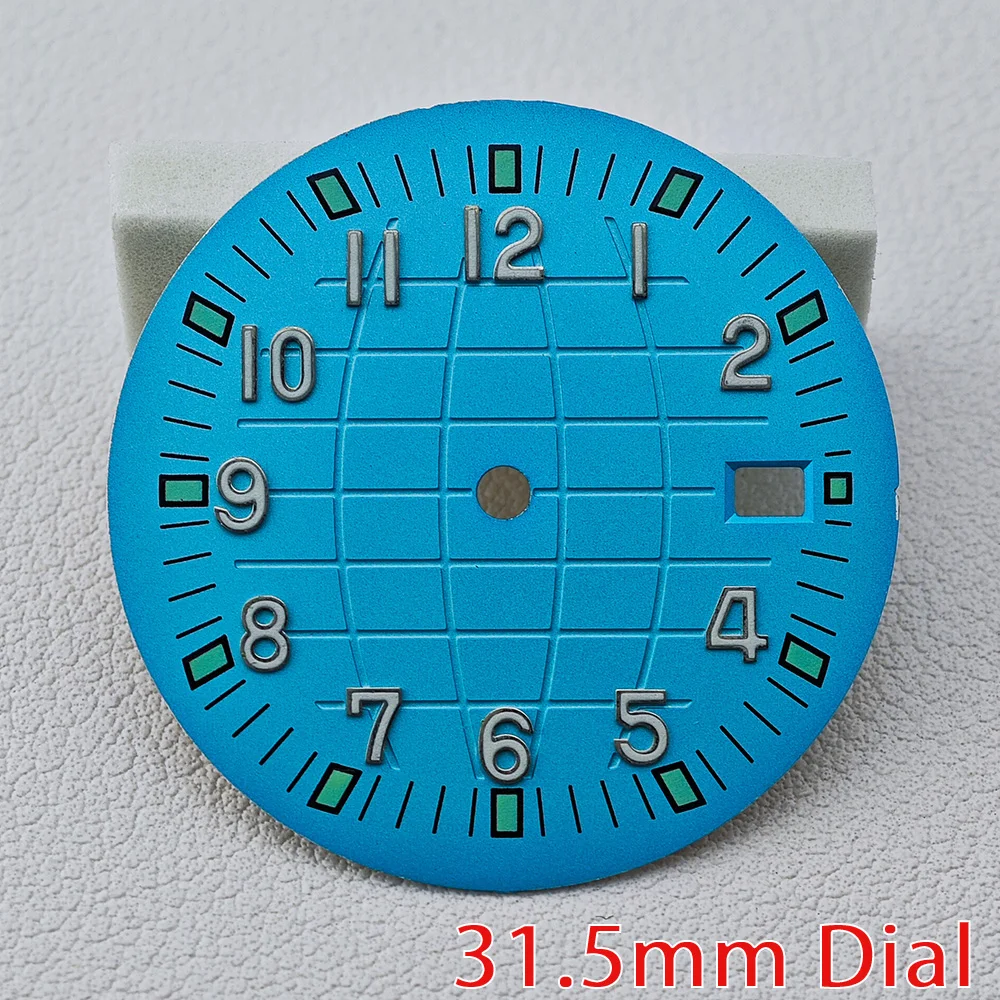 シングル発光カレンダー時計ダイヤル、ムーブメント変更アクセサリー、交換用フェイス、nh35,31.5mm