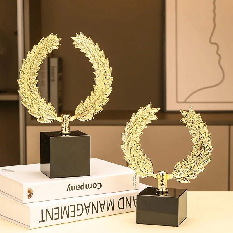 Golden Wheat Ear Marble Base Handicrafts Ornaments Desk Decoration Mascot Creative Alloy Sculpture Room Aesthetics Decor