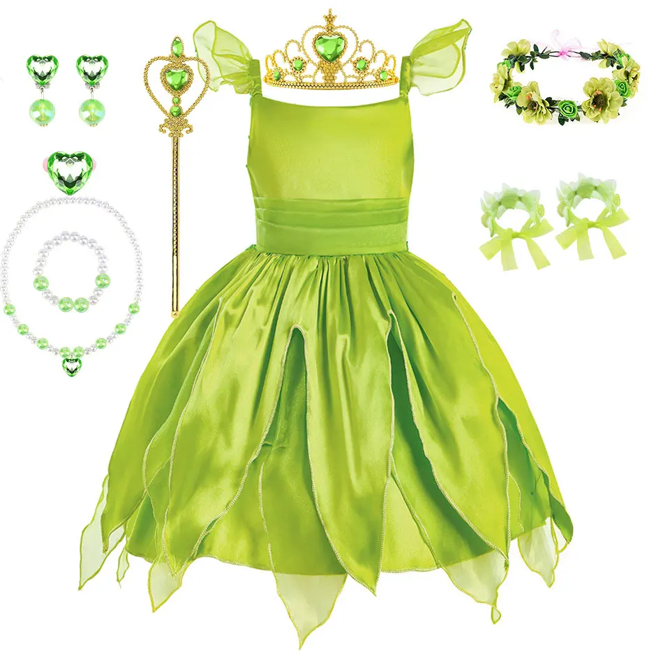 2026 Fairy Elves Inspired Costume Play Dress for Toddler Girl Pixie Elf Princess Apparel Carnival Birthday Clothing Green Robe