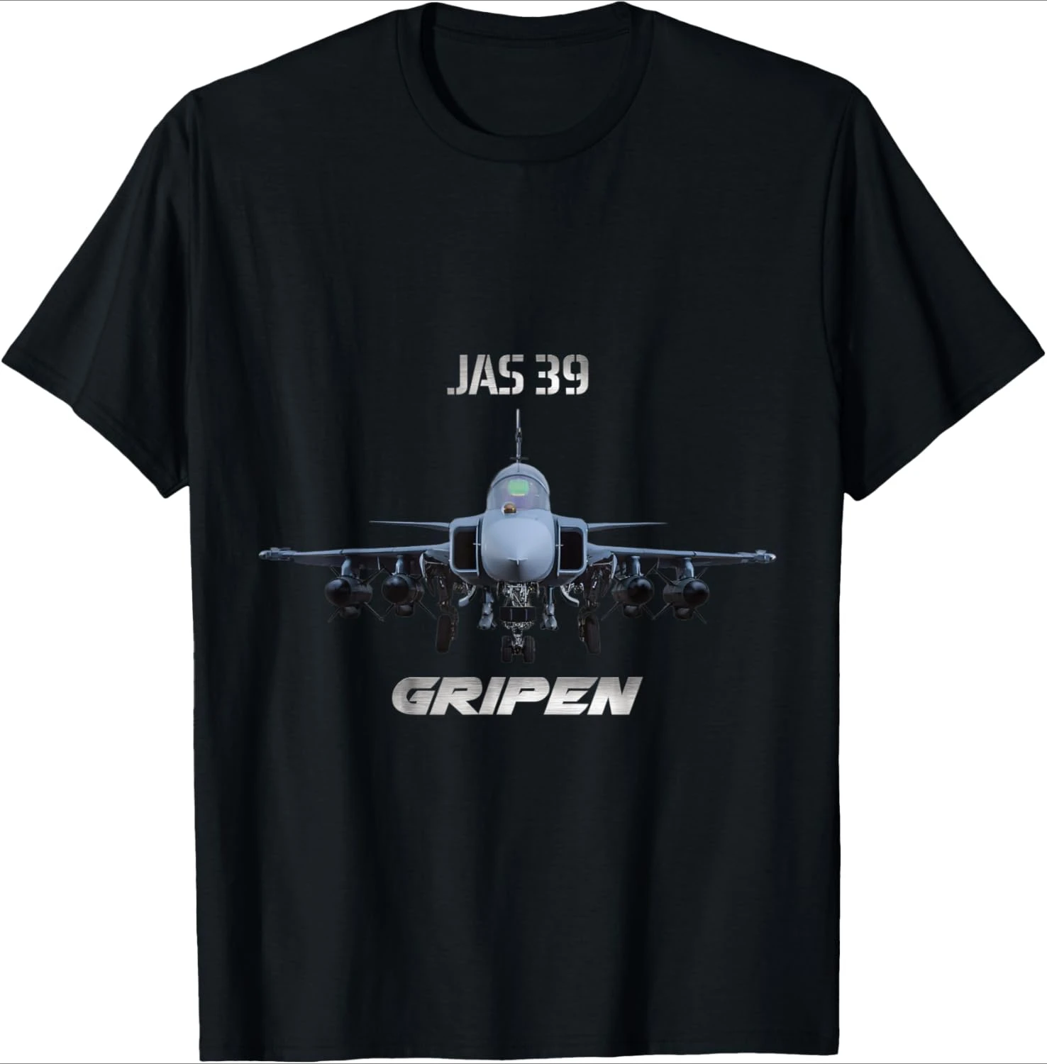 

Printed with JAS 39 Gryphon pattern of military aircraft, short-sleeved T-shirt with cotton round neck in summer.