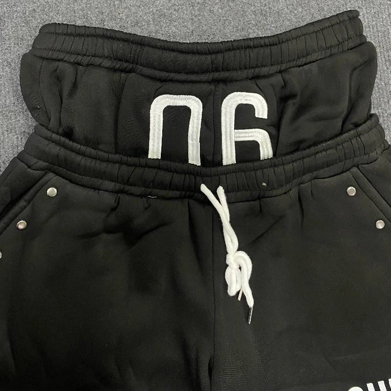 Double waisted design high waisted shorts with digital embroidery and drawstring, hip-hop street style pants for men