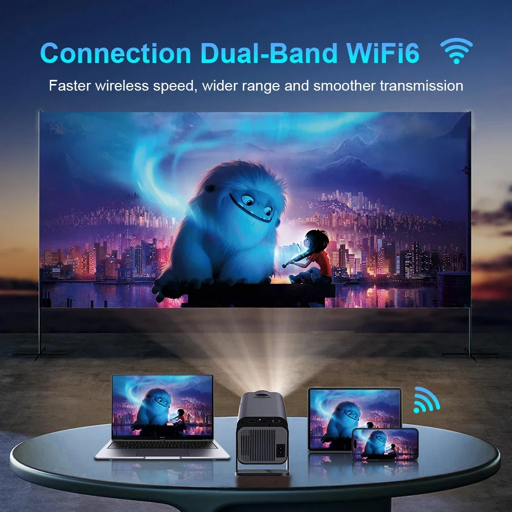 Projector HY320 Mini Android 11 WiFi 6 BT 5.0 390ANSI Allwinner H713 Native 4K Supported Home Outdoor Portable Projector