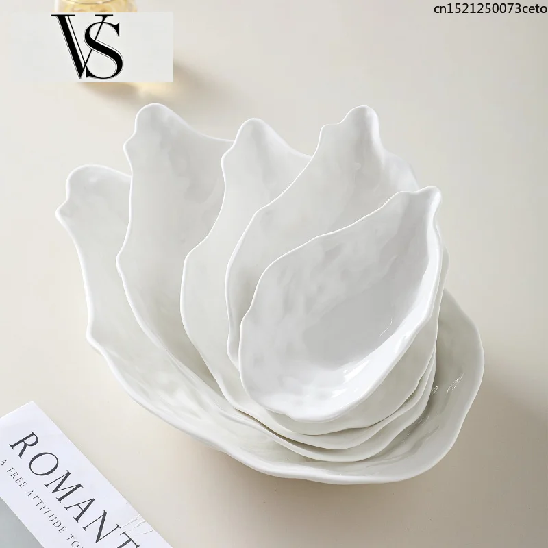 Plate Artistic Sashimi Conception Dish Restaurant Hotel White Tableware Creative Oyster Ceramic Shell Plate Dinner Plates Sushi
