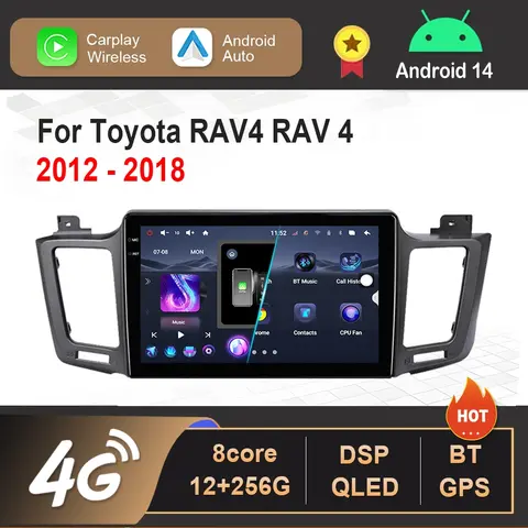 토요타 RAV4 RAV 4 2012-2018 GPS 네비게이션 인텔리전스 안드로이드 14 카 멀티미디어 라디오 비디오 플레이어 4G 와이파이 무선 카플레이
