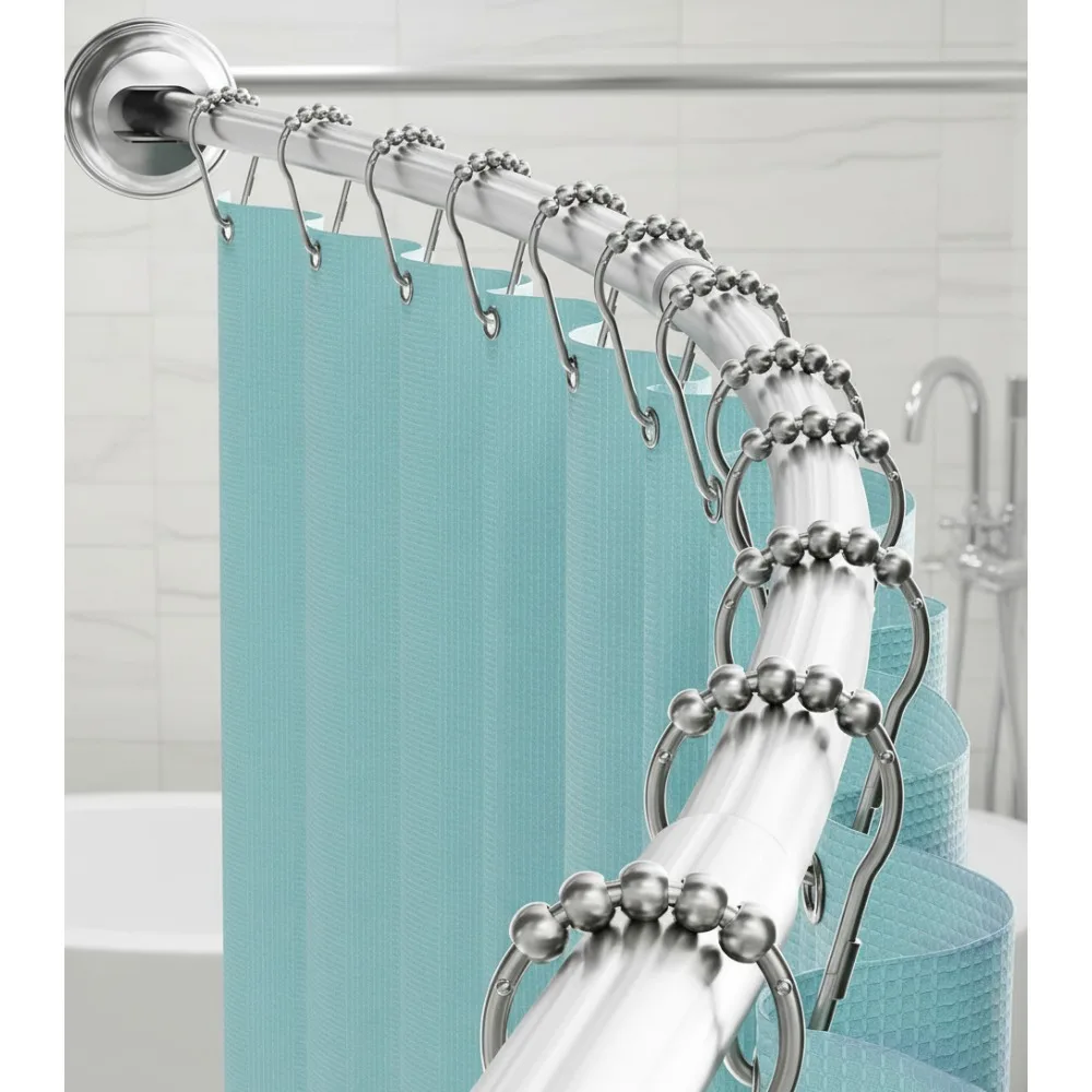 

Curved Shower Rod No Drill Adjustable Tension 50-72 Inch Rustproof Easy Install Bathroom Upgrade for Homeowners