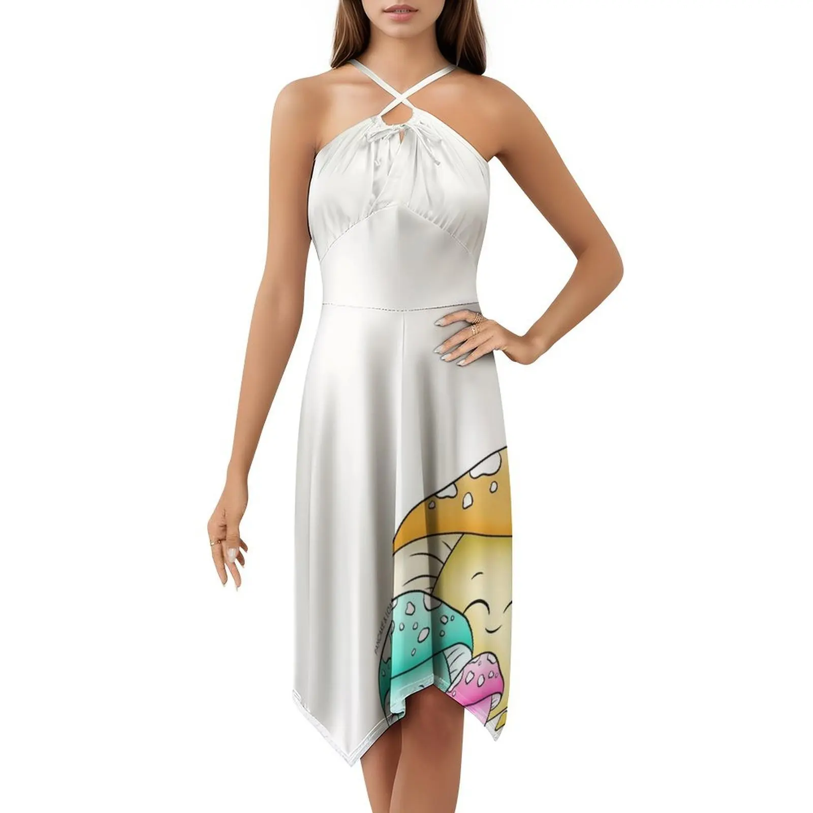 فستان حفلات نسائي من Mama And Baby Mushrooms ملابس عصرية مطبوعة للنادي للسيدات على شكل فطر لطيف