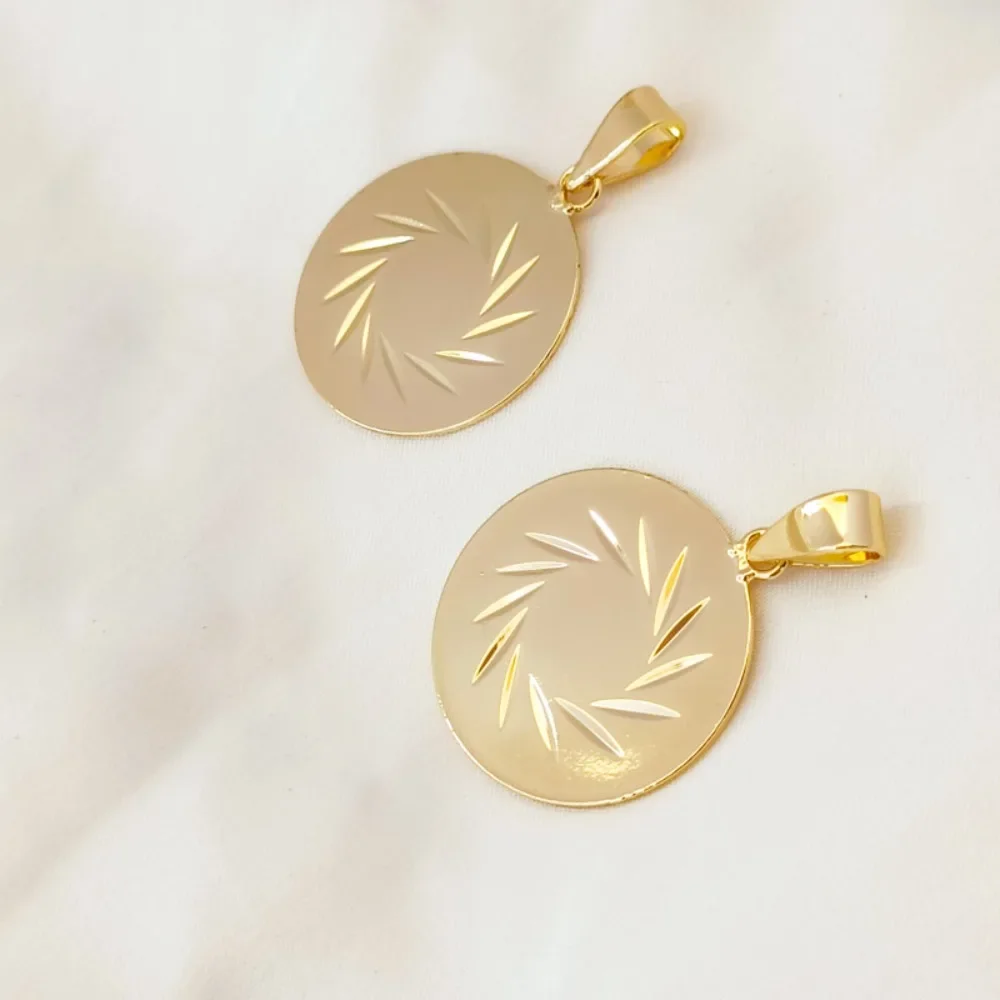 

14K Copper Gold-plated Cyclone Round Pendant, 19mm Bracelet with Melon Seed Buckle, Necklace, Earrings, DIY Handmade Accessories