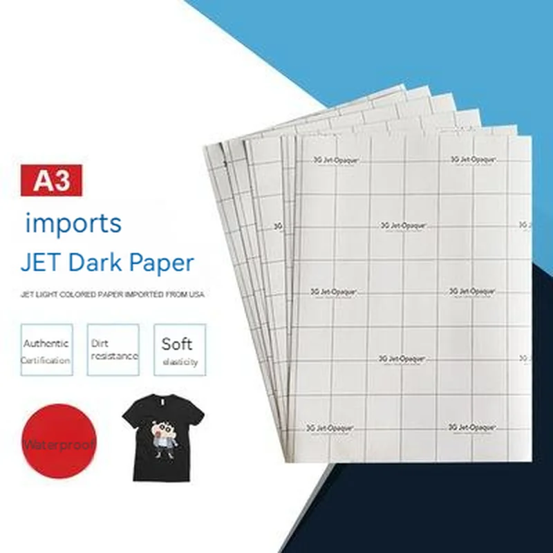 A4/a3 Imported Jet Brand Dark Heat Transfer Paper A4/a3 Washable Pure Cotton T-shirt Clothing Ironing Paper 10pcs/bag