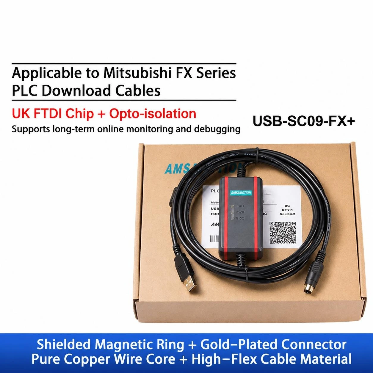 USB SC09 FX PLC Programming Cable for Mitsubishi FX1N FX2S FX3U FX3GA Download Data Transfer Adapter