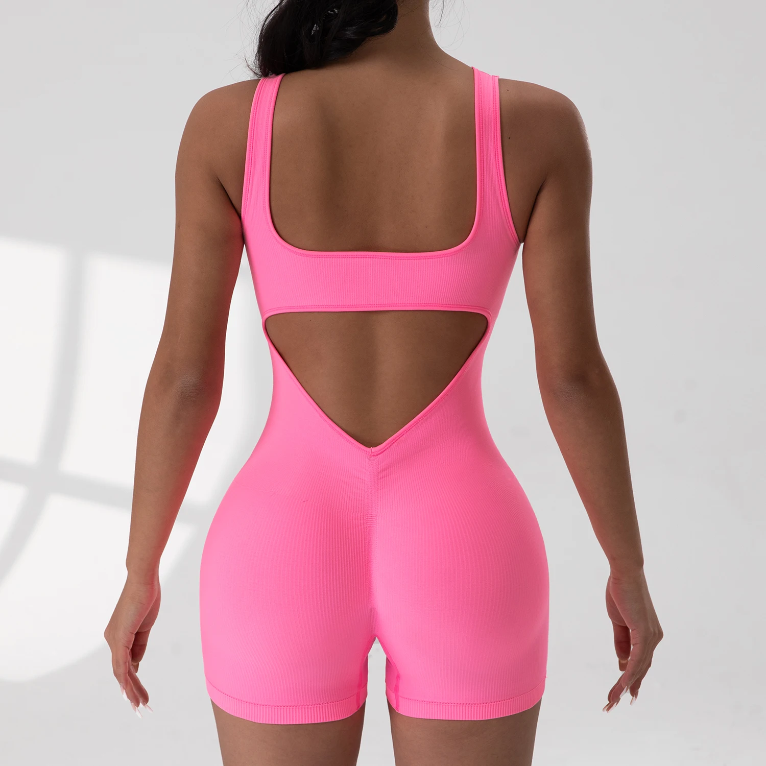 ثوب فضفاض نسائي مثير بدون ظهر برقبة على شكل حرف U بدون أكمام بدلة قفز مرنة بلون سادة بدون وسادات صدر ملابس خروج #4