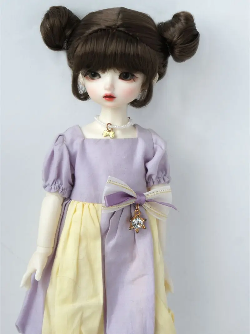 JD742 1/6 Nette Twin Brötchen BJD Synthetische Mohair Puppe Perücken Für Kopfumfang 16-18 cm Größe 6-7 zoll YOSD Haar Heißer Zubehör