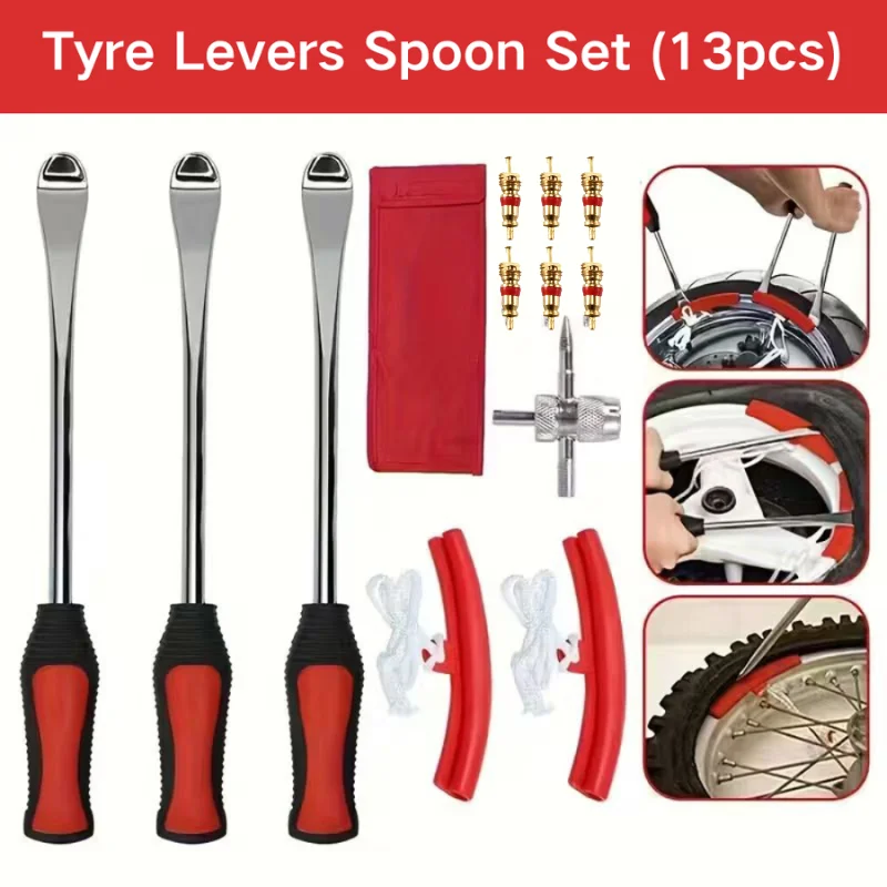 

13 шт., инструменты для замены шин, ремонт шин мотоцикла, авто ложка, комплект шин, велосипедные рычаги для шин, ложка, защита обода, инструмент для ремонта шин