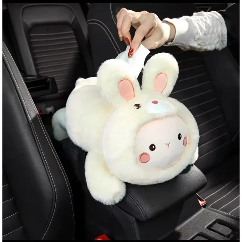 

Мультяшный плюшевый держатель для салфеток в машину в виде кролика, коробка для хранения салфеток, аксессуар для интерьера автомобиля