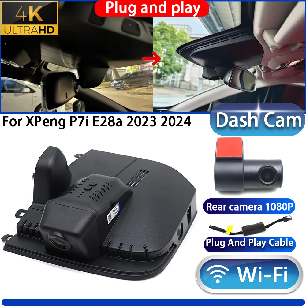 HighCity For XPeng P7i E28a 2023 2024 Dash Cam Camera DVR 4K UHD 2160P Night Vision Wifl Plug And Play Video Recorder
