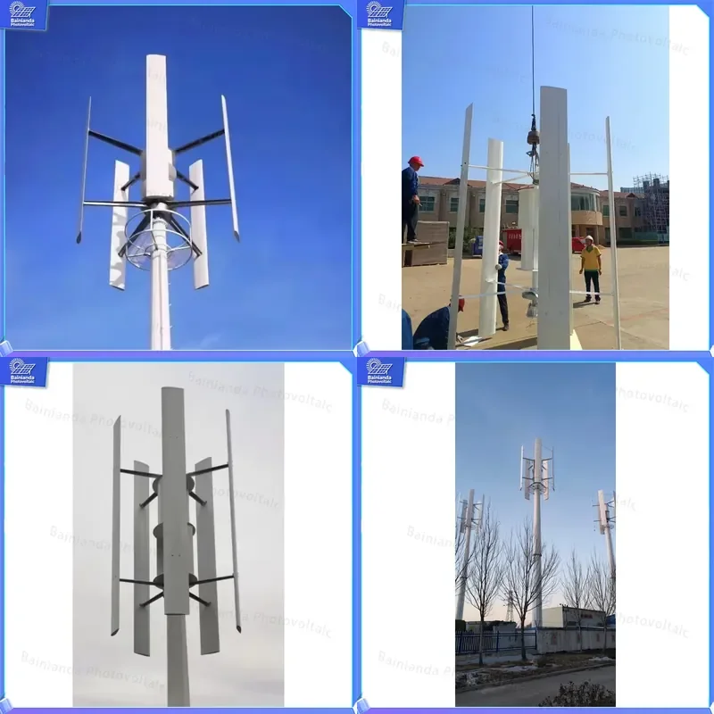 300W 500W 1KW 2KW 3KW 5KW 10KW Hybrid Solar Wind Power Generator System Vertical Axis Wind Turbine Off Grid Home Energy