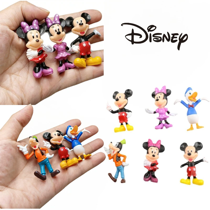 

Mickey Mouse Action Figure Disney 6pcs Anime Peripheral Series Decoration Creative Pvc Cake Ornaments Children's Birthday Gift