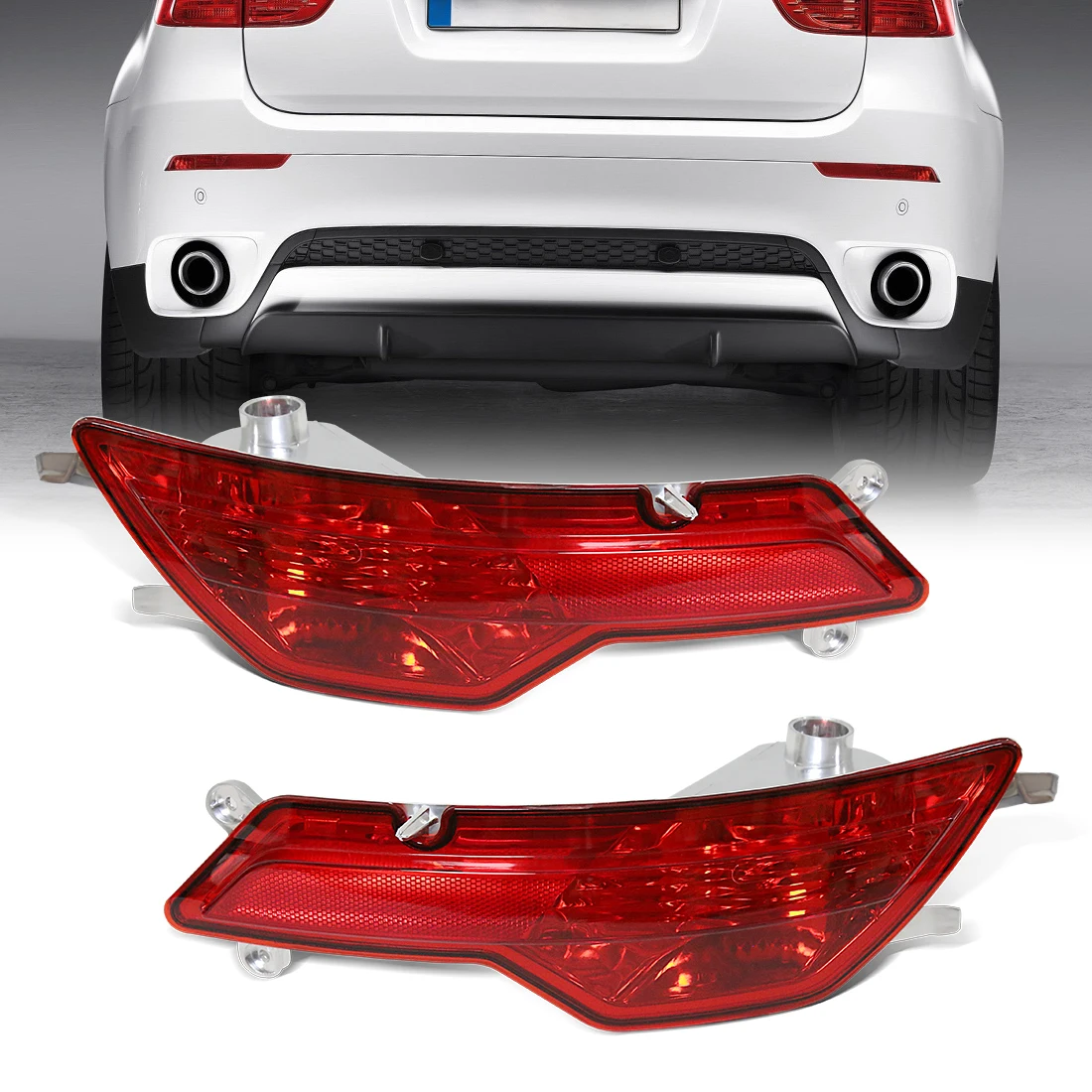 Car Rear Bumper Reflector For BMW X6 E71 E72 2008 2009 2010 Reflective Strips Brake Warning Stop Lamp 63147187219 63147187220