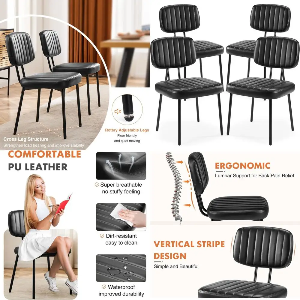 

Комплект из 4 современных обеденных стульев с обивкой, сиденьями из искусственной кожи и металлическими ножками для кухни, домашнего офиса, гостиной