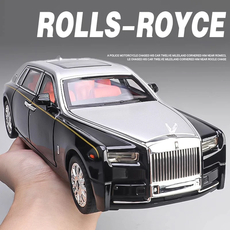 1:18 Rolls Royce Phantom Alloy Luxy Car Model Diecasts Metal Vehicles Collect Simulated Decorations Sound & Light Gifts For Kids