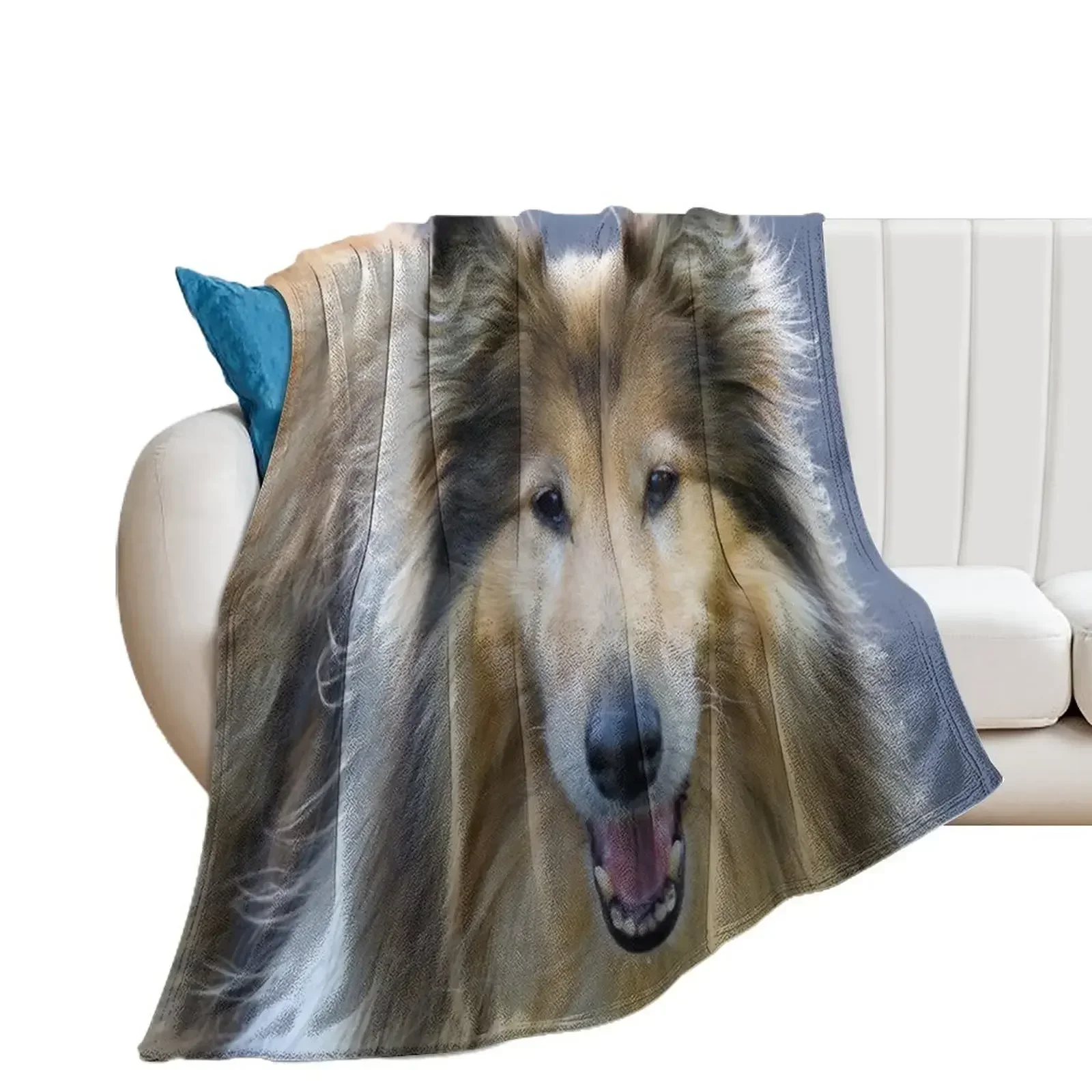 Happy Collie Throw Blanket For Decorative Sofa Cute Kid'S Blankets