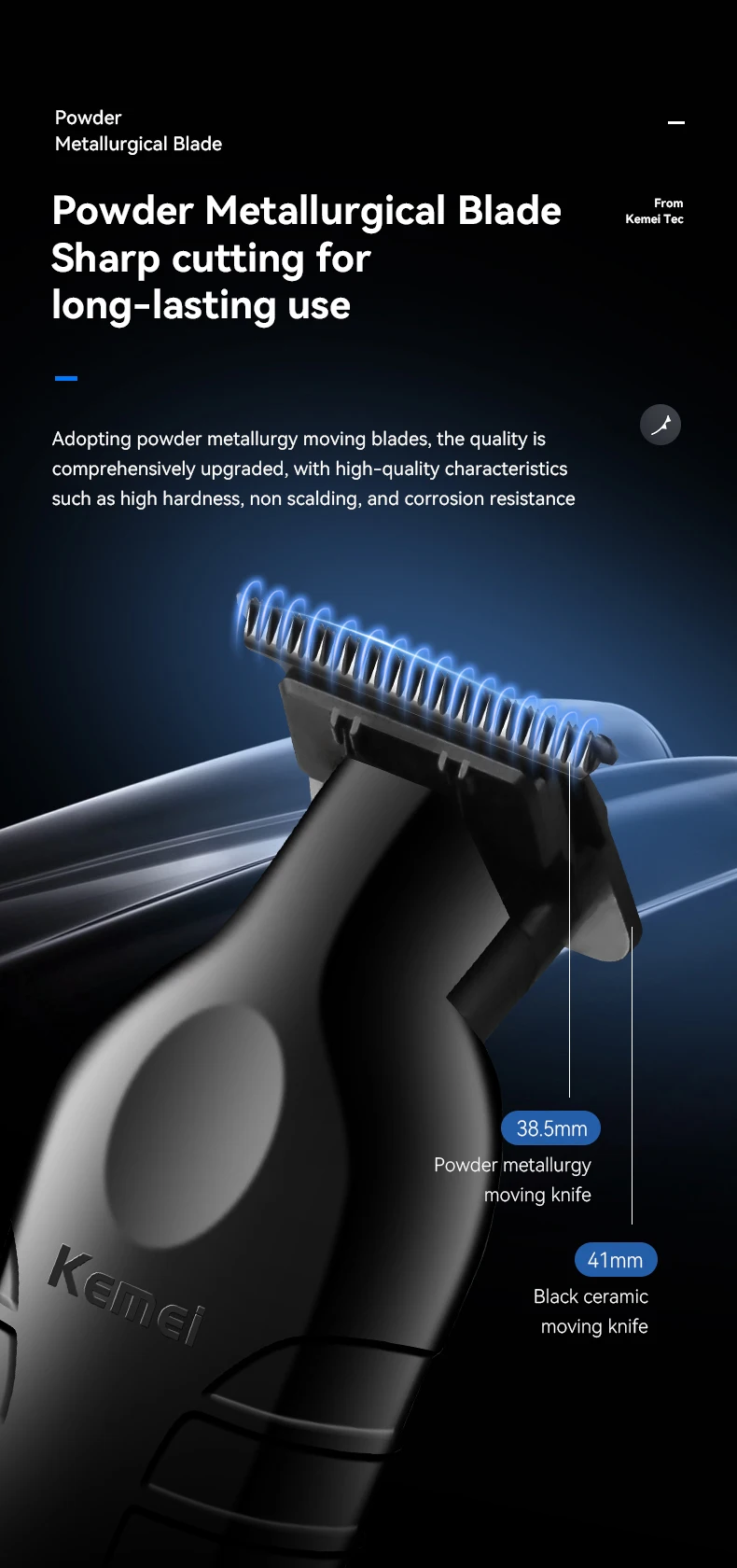 Kemei 2299 Kabelloser Haarschneider für Friseure, 0mm Zero-Gap-Graviermaschine, Detailer, Professionelle Elektrische Finishing-Schneidemaschine – Detail 4