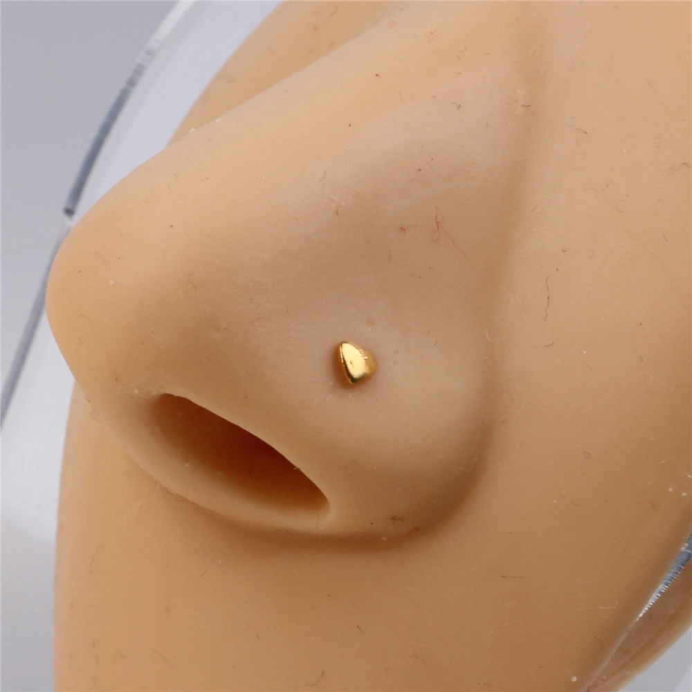 20Pcs 22G  Heart Shape Nose Studs Bone for Women Men Tiny Nose Ring Body Piercing Jewelry Silver Gold Color Nose Pin Ball End