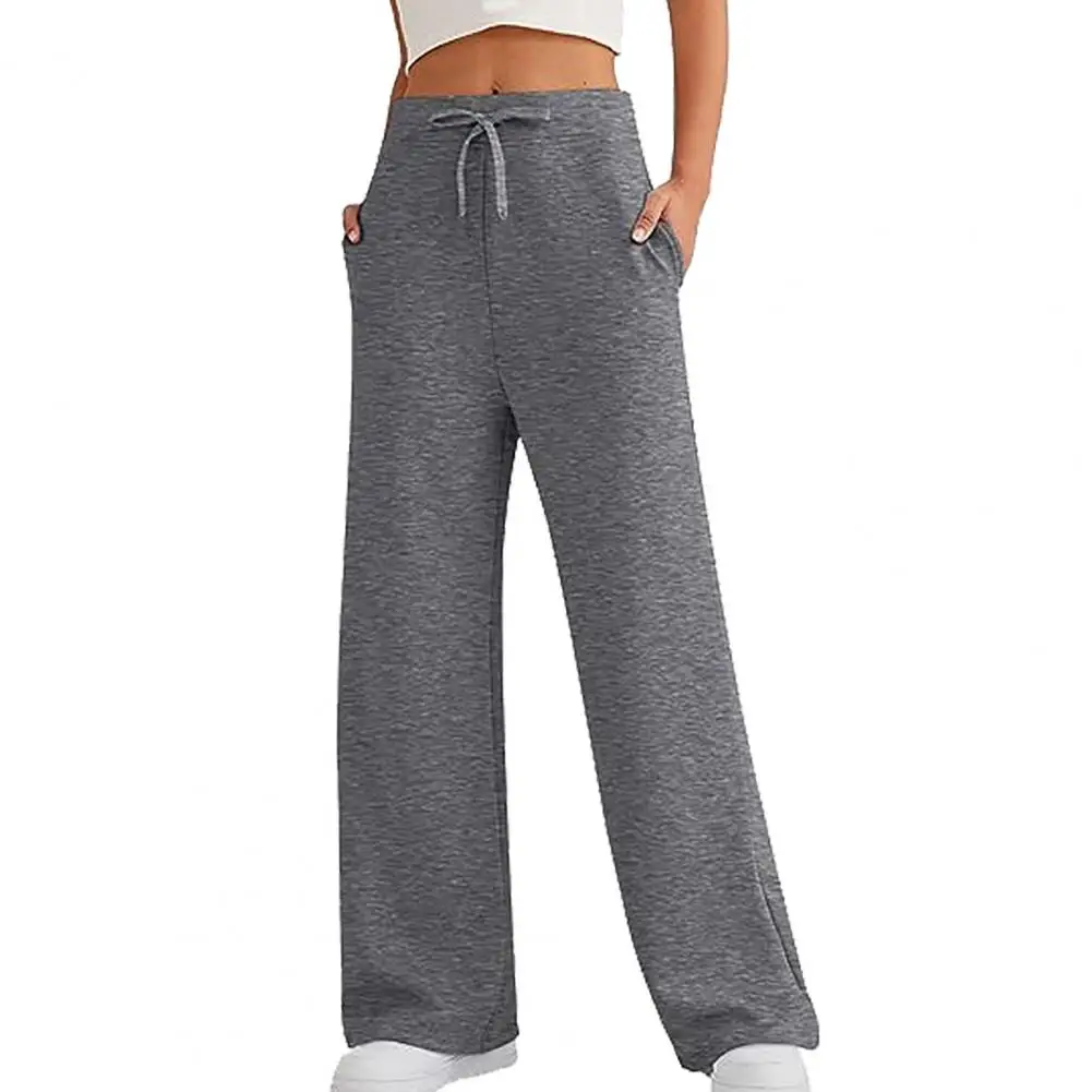 Women Pants Comfortable Wide Leg Yoga Sweatpants with Drawstring Waist Pockets for Women Soft Lounge Trousers for Jogging