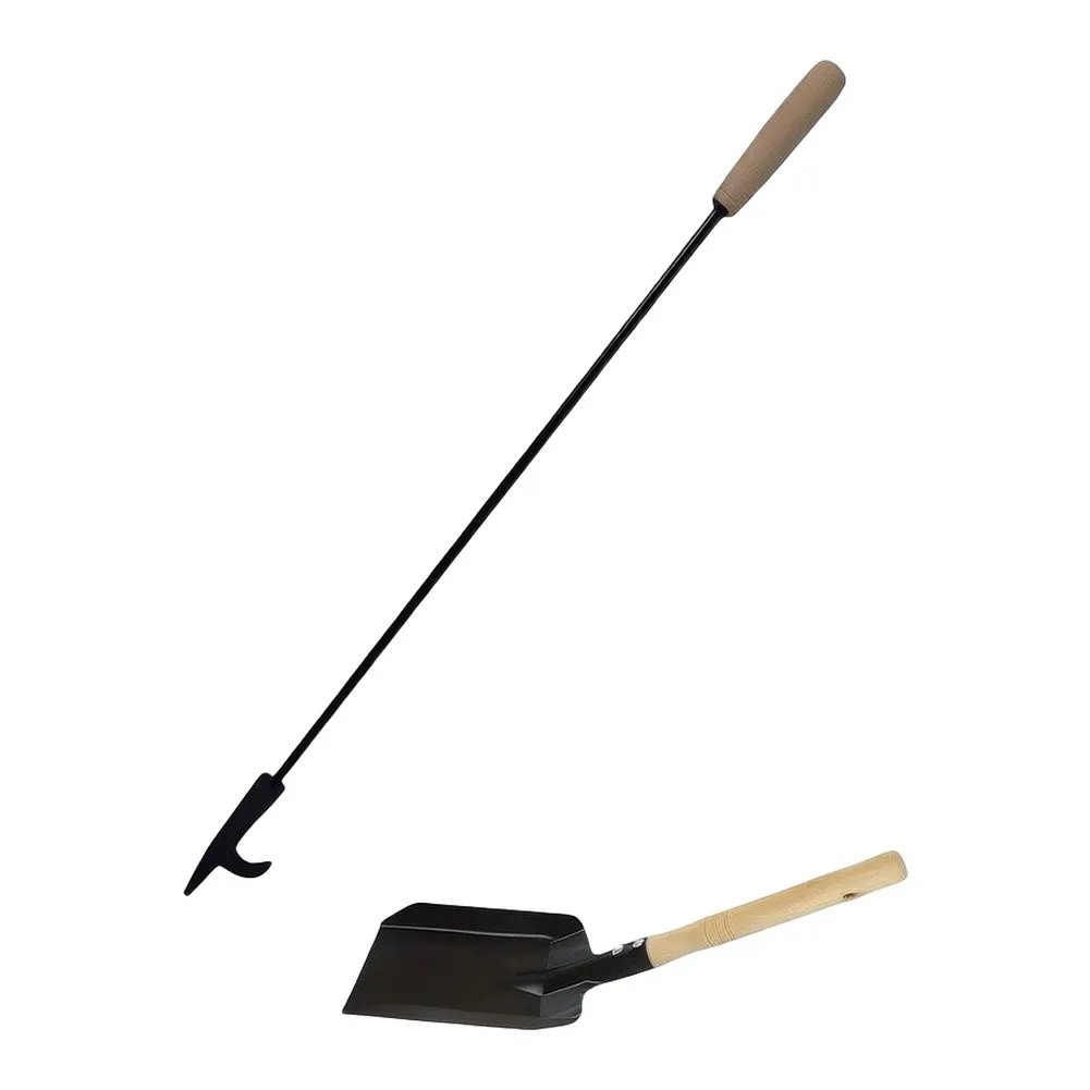 Fireplace Tool Set Featuring Fire Hook Shovel and Dust Brush in Coordinated Design for Seamless Fireplace Integration