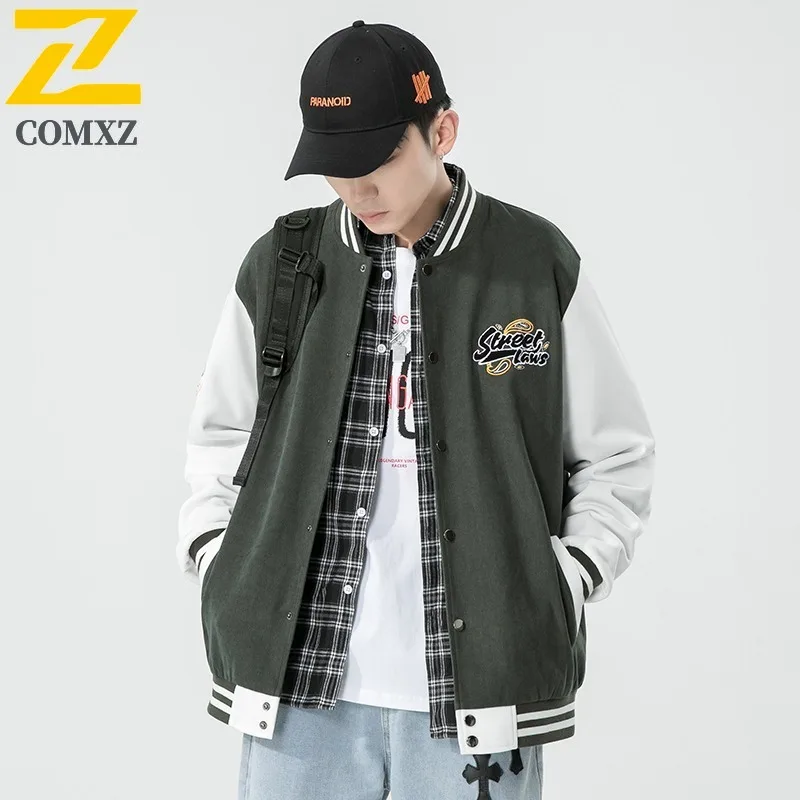 

COMXZ 2025 Men Jacket Lightweight Baseball Cardigan Round Neck Sweatshirt Youth Autumn Fashion Waterproof Casual Coat Trendy