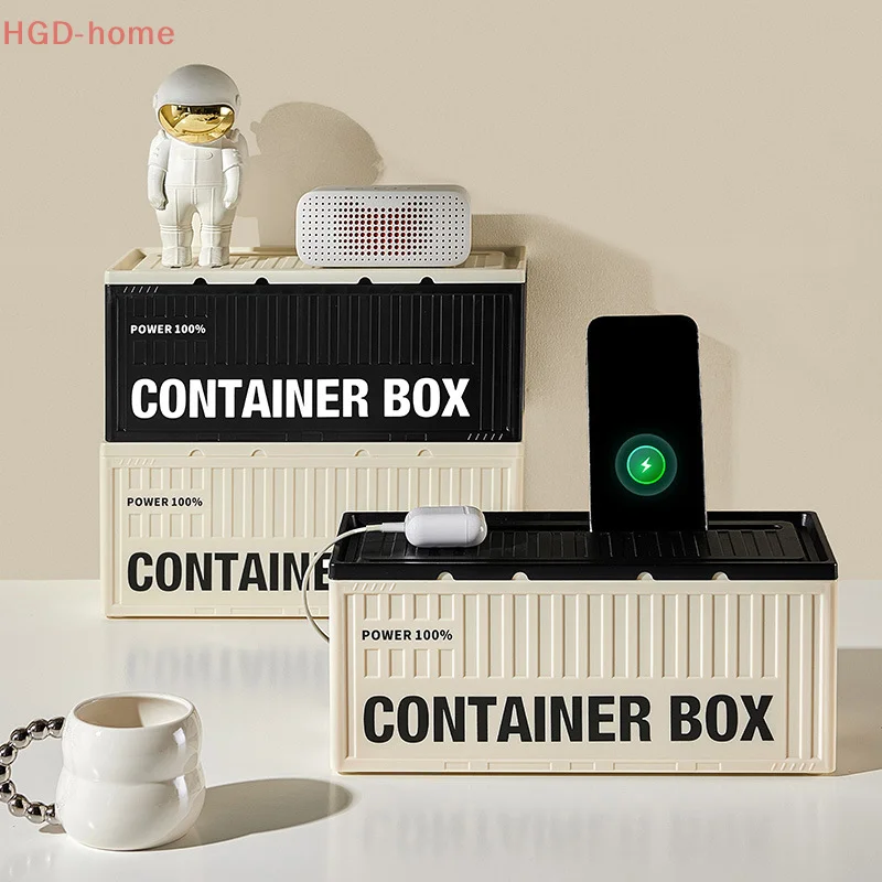 Unique Container Desktop Power Strip Storage Box Dustproof Socket Storage Box Home Wire Case Wire Management Cable Organizer